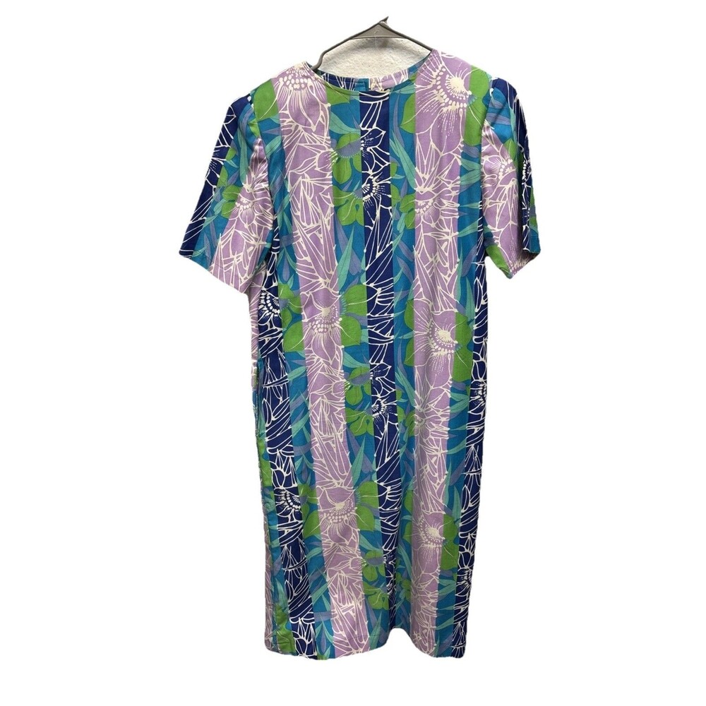 Hawaiian Dress Floral Hostess Maxi Groovy Aloha Pockets Zip Handmade Retro Slit